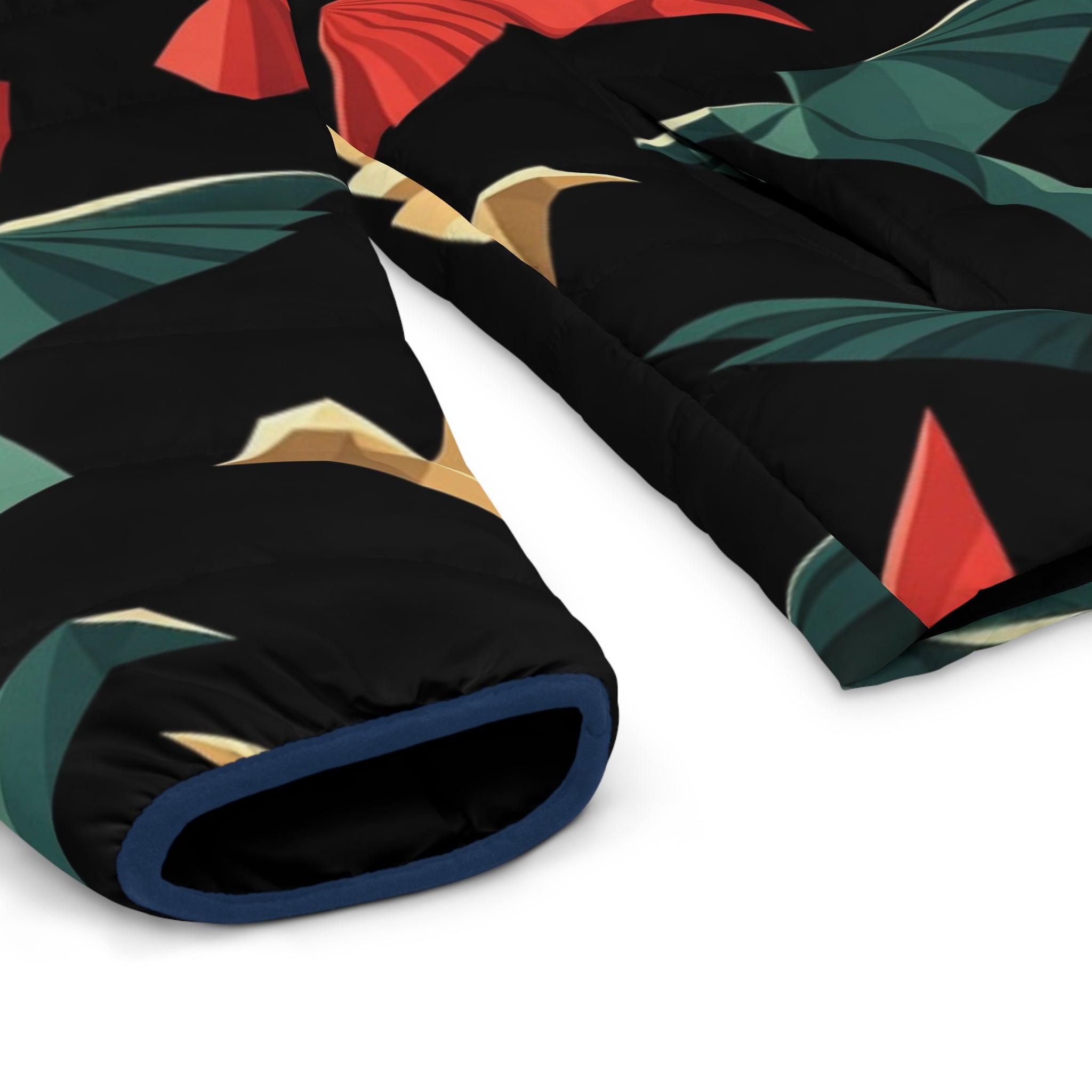 MB Mind & Body Origami Birds Men's Puffer Jacket – Colorful Geometric Bird Print