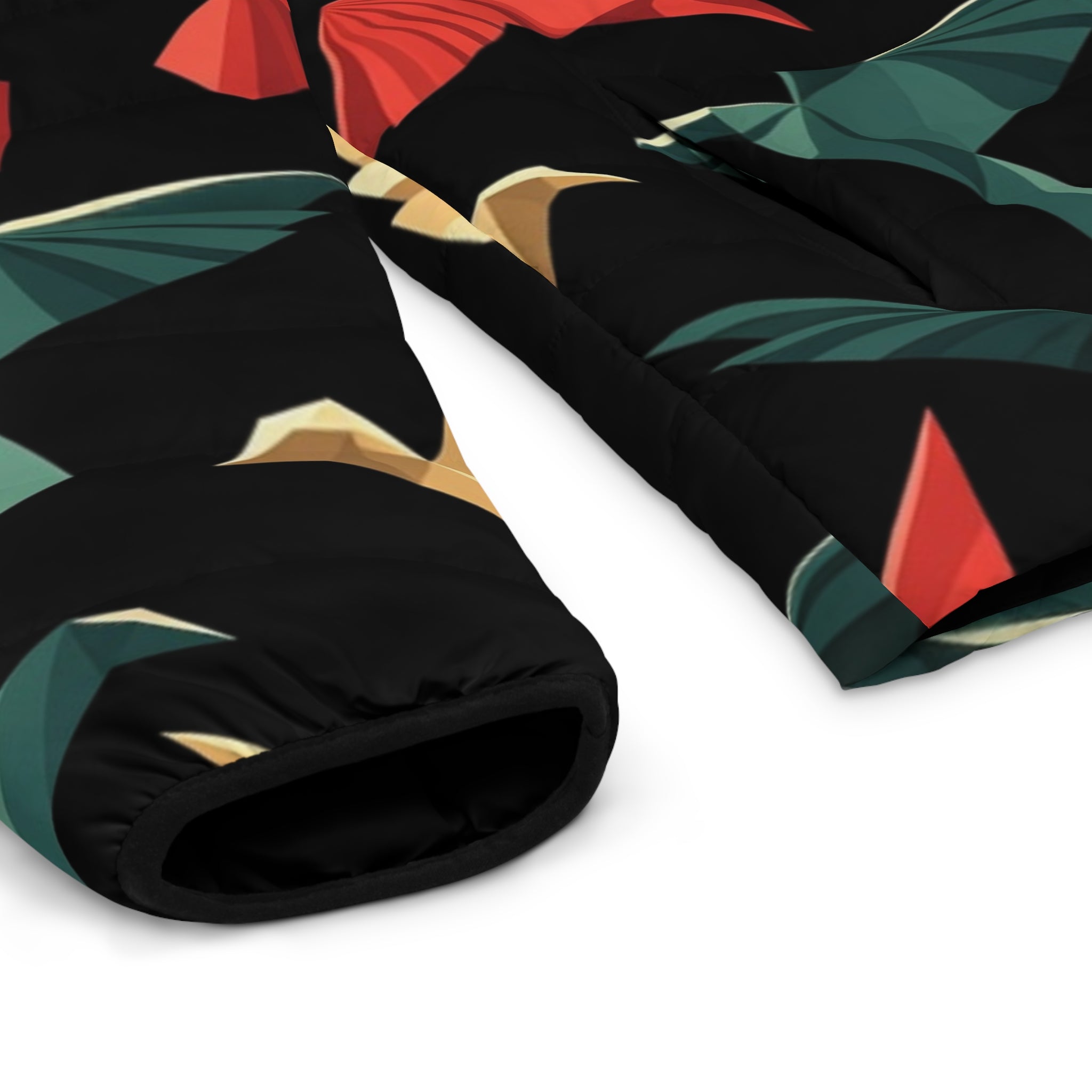 MB Mind & Body Origami Birds Men's Puffer Jacket – Colorful Geometric Bird Print
